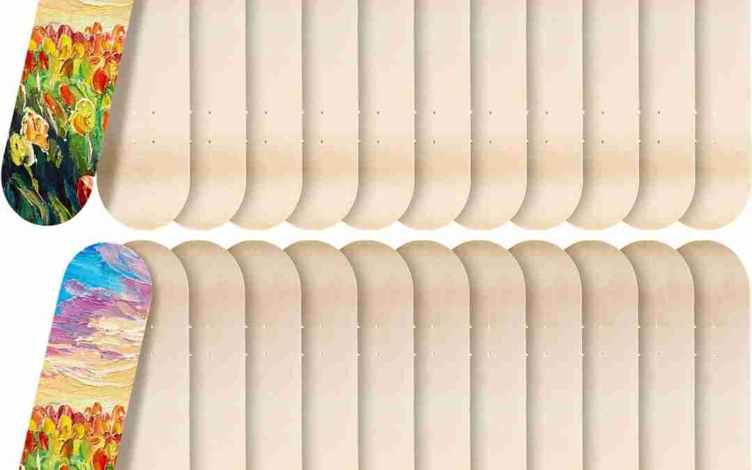 Meooeck Blank Skateboard Decks Bulk 7.9 x 31 Inch Natural 7 Layer Wooden Double Tail Plain Skate Decks for Replacement Art Painting Home Decor