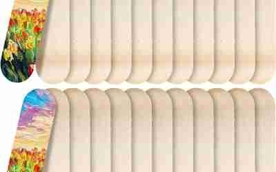 Meooeck Blank Skateboard Decks Bulk 7.9 x 31 Inch Natural 7 Layer Wooden Double Tail Plain Skate Decks for Replacement Art Painting Home Decor