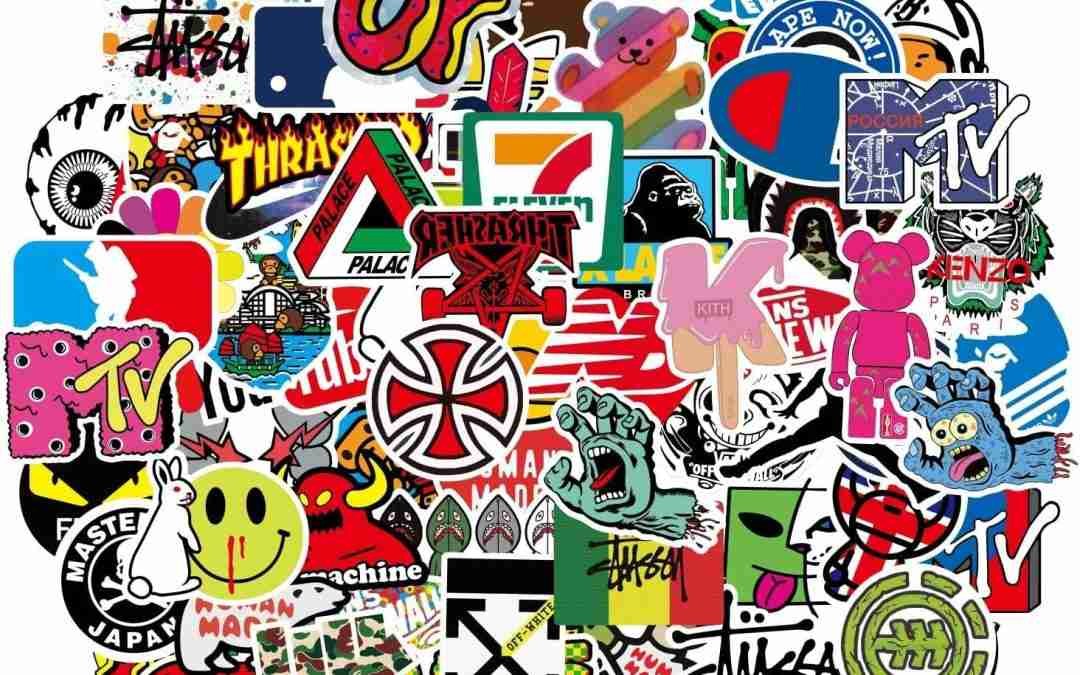 100pcs Skateboard Brand Cool Stickers Pack for Teens, Classic Brand Logo Stickers for Laptop Skate Water Bottles Phone Bicycle Luggage Helmet Motorcycle Bumper Waterproof