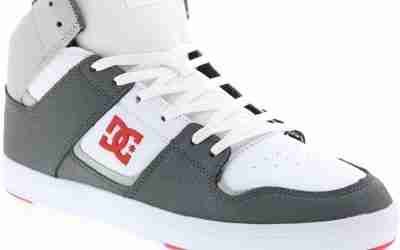 DC Mens Cure Casual High-Top Skate Shoes Sneakers White/Grey/Red 10.5 D – Medium