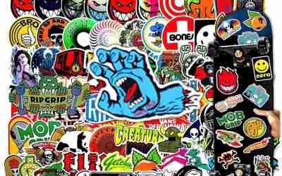 100Pcs Skateboard Stickers, Skateboading Pack Stickers for Suitcase Skateboard Laptop Computer Water Bottles Car Teens Boys Girls Decal Waterproof Sticker