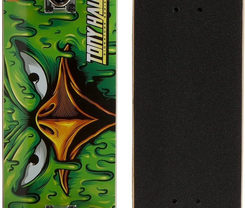 Tony Hawk 31 inch Skateboard, Tony Hawk Signature Series 2, 9-ply Maple Deck Skateboard for Cruising, Carving, Tricks and Downhill, Slime Hawk