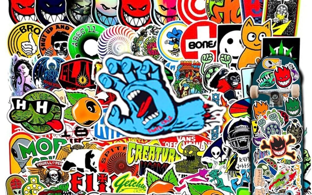 100Pcs Skateboard Stickers, Brand of Skateboard, Suupperenne, Vaamm, Samta Crunn Stickers for Suitcase Trunk Laptop Computer Water Bottles