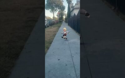 Catrine riding hoverboard in the sidewalk!