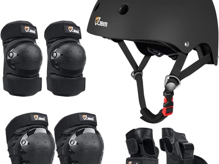 JBM Adult & Kid Skating Protective Gear Set for Beginner to Advanced, Skateboard Helmet Knee and Elbow Pads with Wrist Guards for Inline Roller Skating, Scooter, Skateboarding