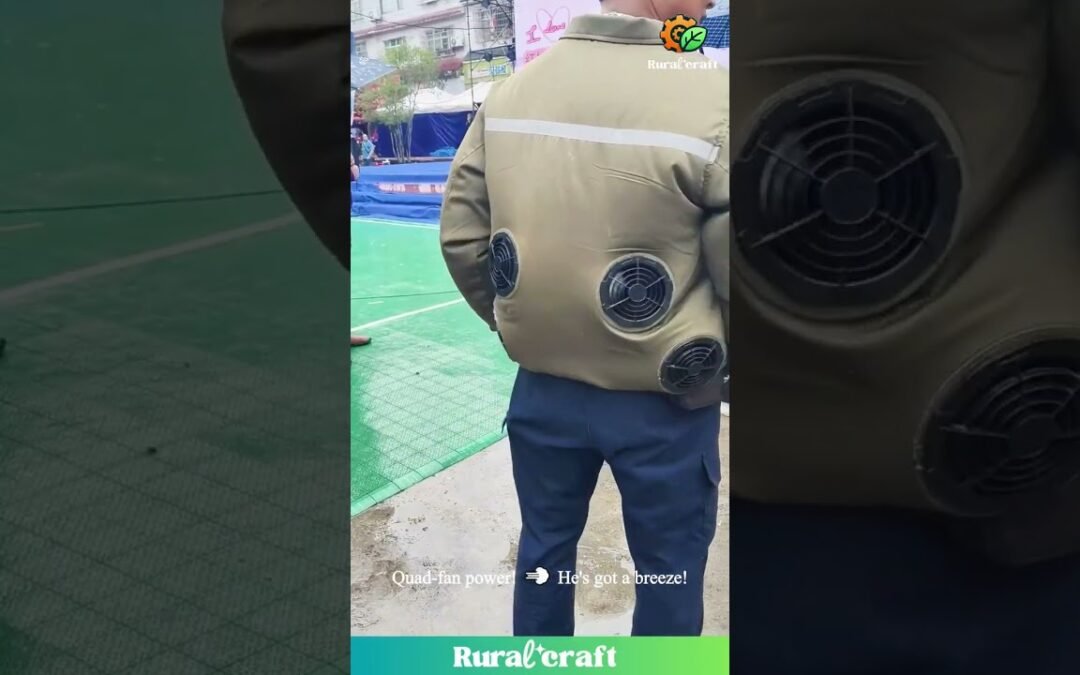 Dude’s Got a JETPACK JACKET?! 😂 No, It’s Personal AC! #funnygadgets #techwear #summerhacks