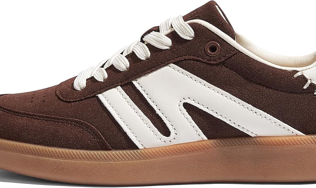 LUCKY STEP Women Classic Retro Gum Sole Fashion Sneakers Casual Tennis Skate Shoe Genuine Leather Walking Footwear Anti Slip Trainers