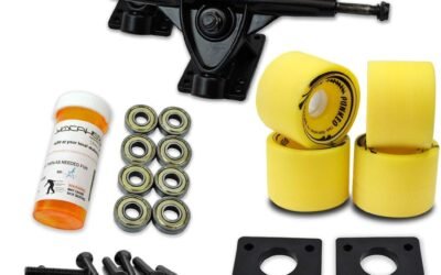 Yocaher Longboard Skateboard Trucks Wheels Combo Set 71mm Wheels + 7″/180mm Heavy Duty Aluminum Black Trucks, Bearing, Riser Pad, and Skateboard Longboard Cruiser Hardware