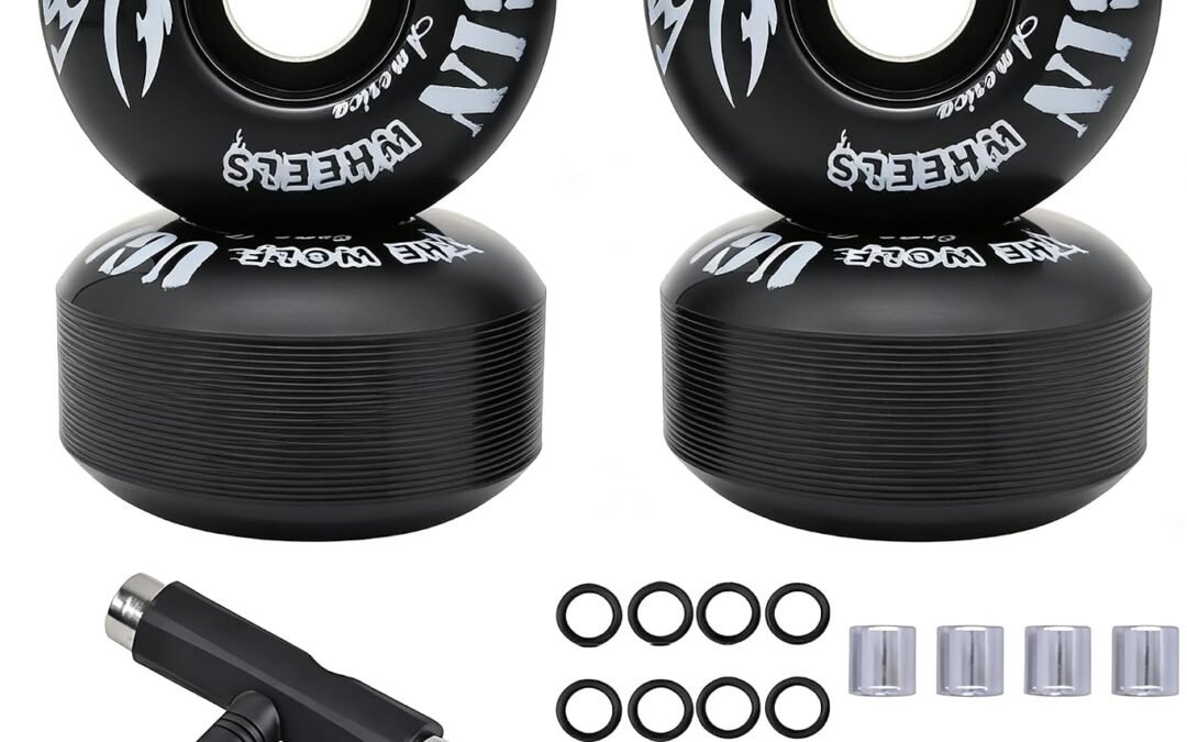 Skateboard Wheels 52mm 95A with Tool Set, Skateboard Bearings,Skateboard Tools Washers, Freestyle Skateboard Wheel Tips Street Skateboard